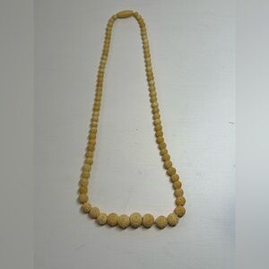 Rose design bone necklace vintage 18" cream colored